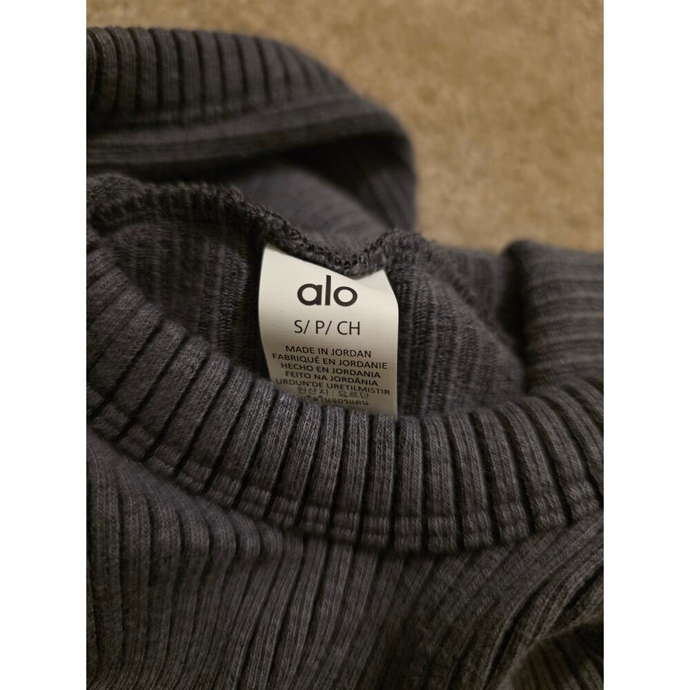 Alo Yoga Seamless Two Tone Rib Hooded Vest Gray Heather Size S NWT W2816R - Picture 3 of 8